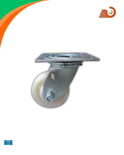 Rodachina en acero inoxidable  de polipropileno blanca giratoria