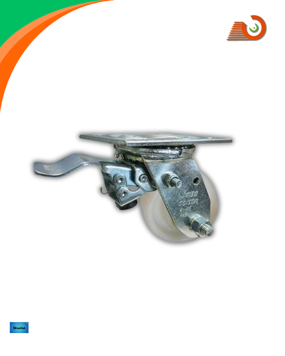 rodachina en acero inoxidable   Rodaja de polipropileno blanca giratoria con freno 3